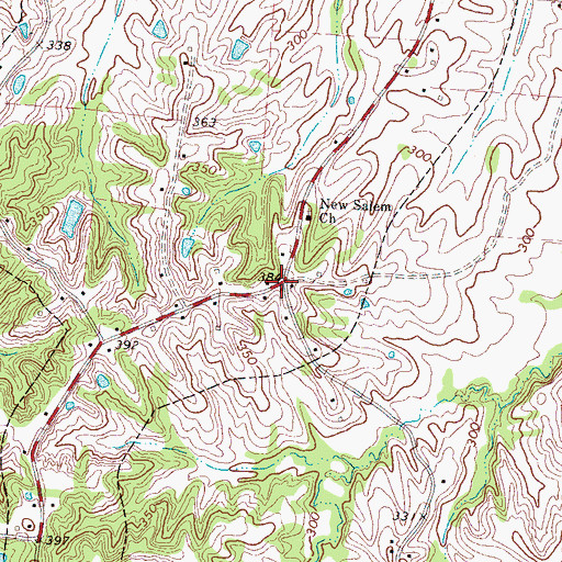 Topographic Map of Flatwood, TN