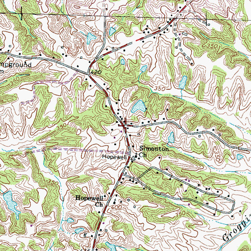 Topographic Map of Hopewell, TN