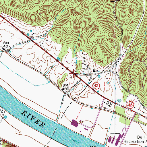 Topographic Map of Gravelotte, TN