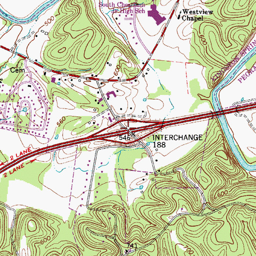 Topographic Map of Interchange 188, TN