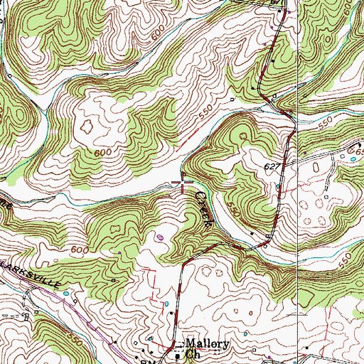 Topographic Map of Buffalo Creek, TN