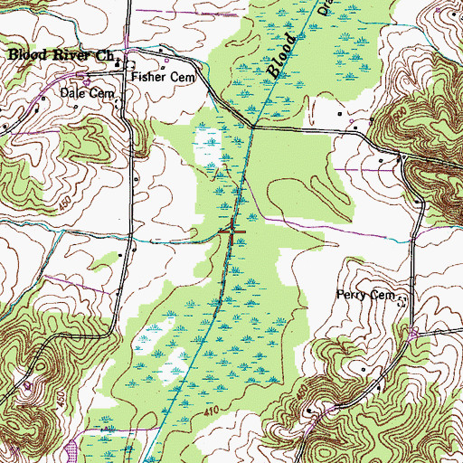 Topographic Map of Dale Branch, TN