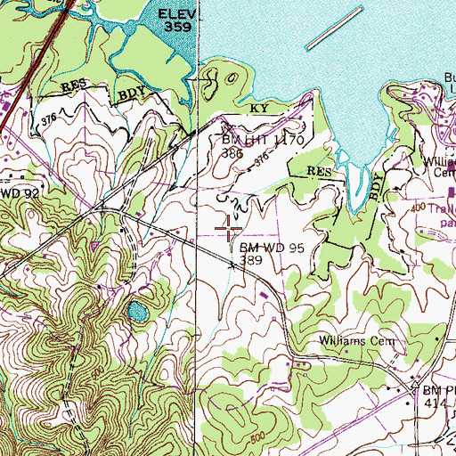 Topographic Map of Durham Subdivision, TN