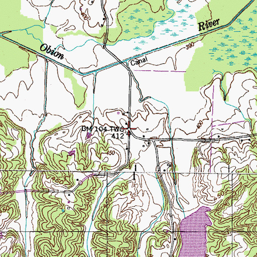Topographic Map of Hearndale, TN