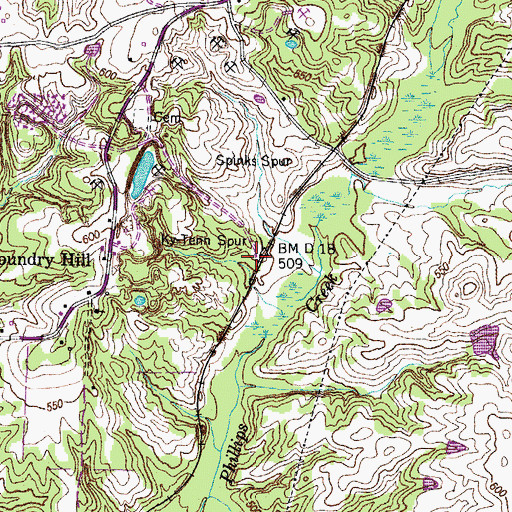 Topographic Map of Mandels (historical), TN