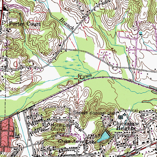Topographic Map of McFadden Branch, TN