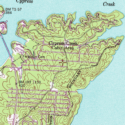 Topographic Map of Oak Wood Estates, TN