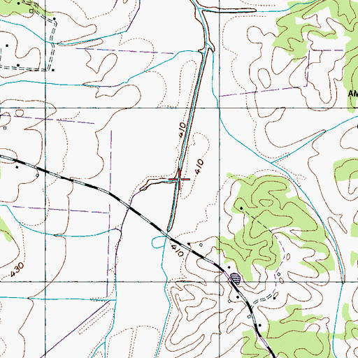 Topographic Map of East Fork Cane Creek, TN