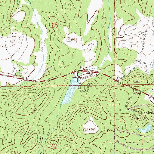 Topographic Map of Simmons Dam, AL