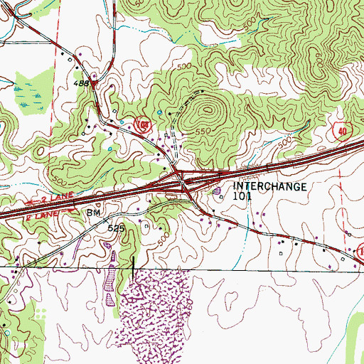 Topographic Map of Interchange 101, TN
