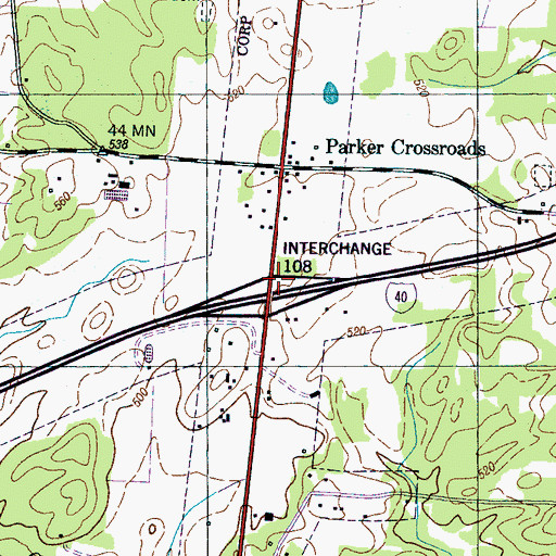 Topographic Map of Interchange 108, TN