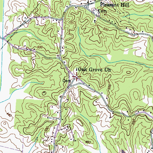 Topographic Map of Oak Grove, TN