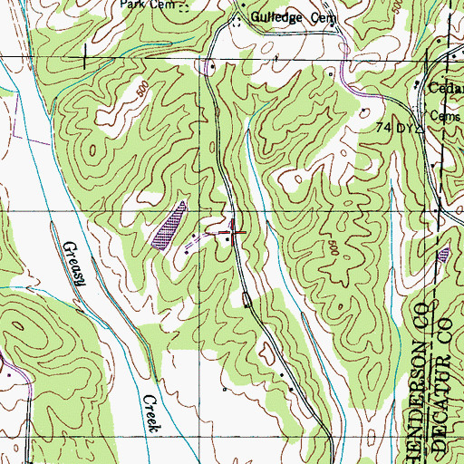 Topographic Map of Old Safford (historical), TN