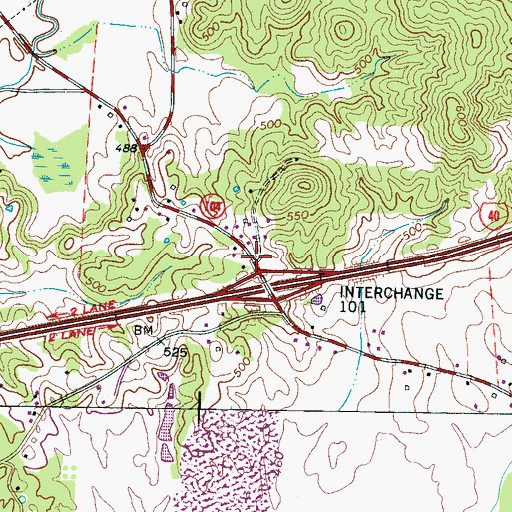 Topographic Map of Sharon, TN