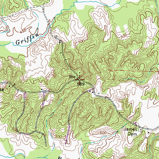 Topographic Map of Smith, TN