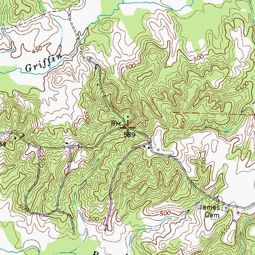 Topographic Map of Smith, TN