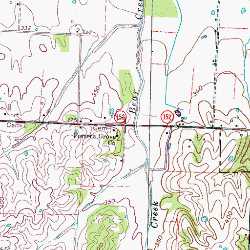 Topographic Map of Porters Grove, TN
