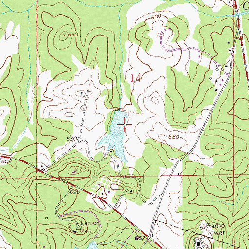 Topographic Map of Lanier Dam, AL