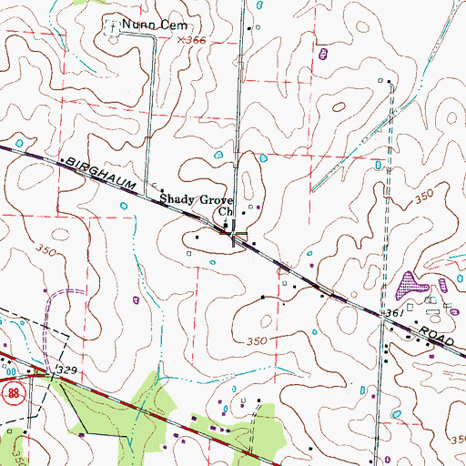 Topographic Map of Shady Grove, TN
