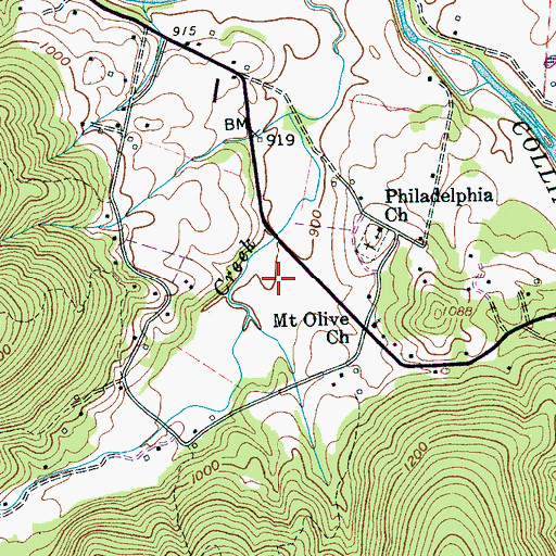 Topographic Map of Long Cove, TN