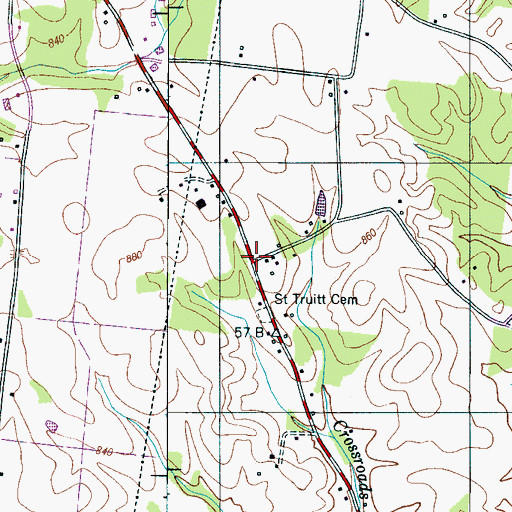 Topographic Map of Saint Truitt, TN