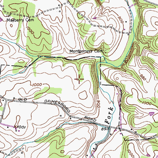 Topographic Map of Blackburn Hills Estates, TN