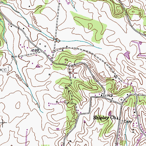 Topographic Map of Brandywine Estates, TN