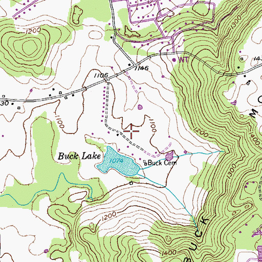Topographic Map of Buck Lake Estates, TN