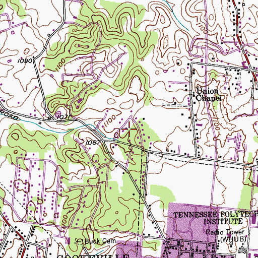 Topographic Map of College Heights, TN