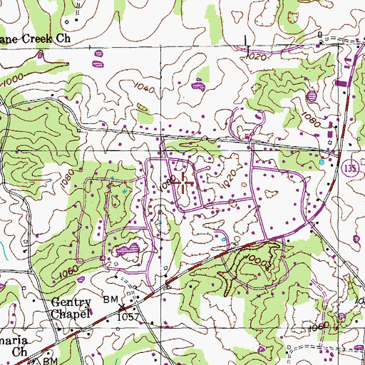 Topographic Map of Colonial Estates, TN