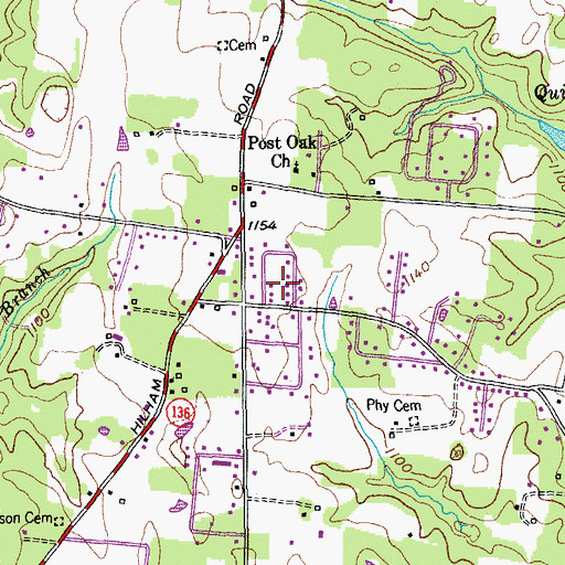 Topographic Map of Deberry Subdivision, TN