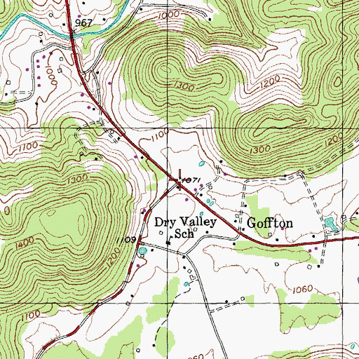 Topographic Map of Dry Valley, TN