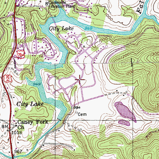 Topographic Map of East Lake Estates, TN