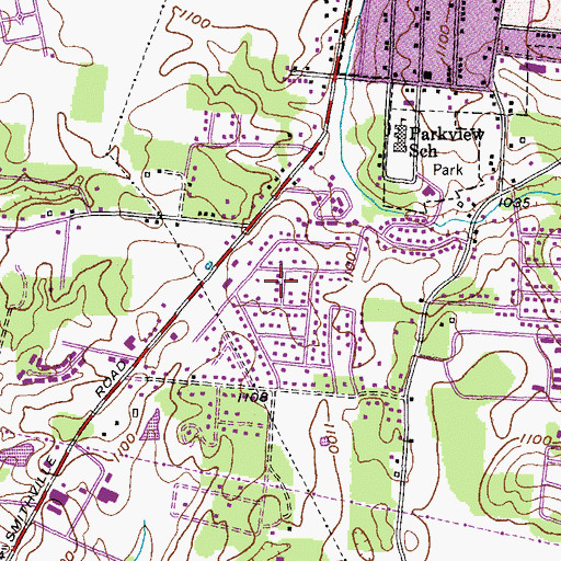 Topographic Map of Green Acres, TN