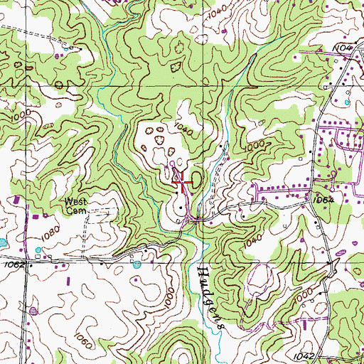 Topographic Map of Heathwood, TN