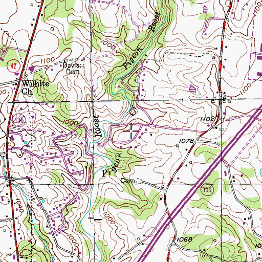 Topographic Map of Hillwood, TN