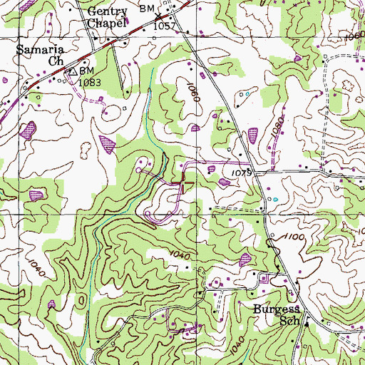 Topographic Map of Huntland, TN