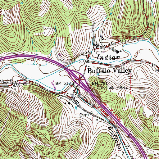 Topographic Map of Interchange 268, TN