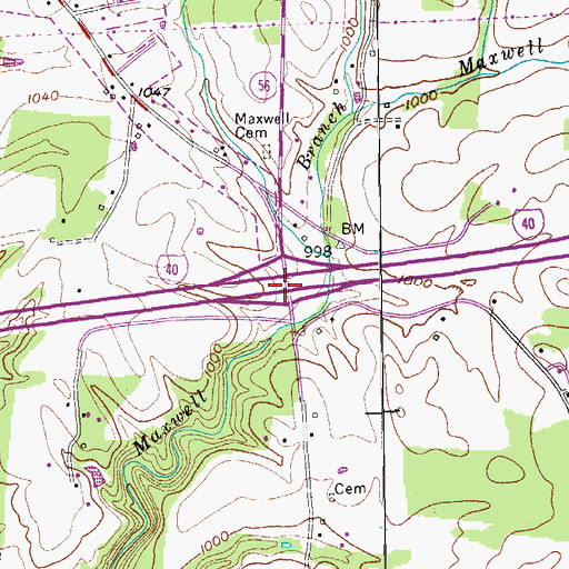 Topographic Map of Interchange 280, TN