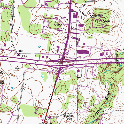 Topographic Map of Interchange 287, TN