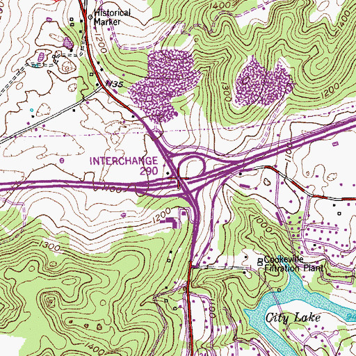Topographic Map of Interchange 290, TN