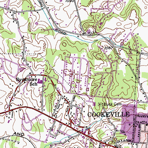 Topographic Map of Melrose, TN