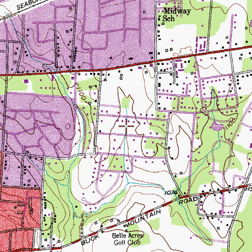 Topographic Map of Oaklawn, TN