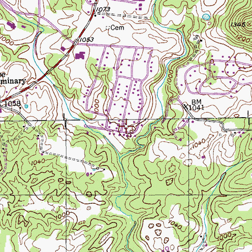 Topographic Map of Pine Hills, TN