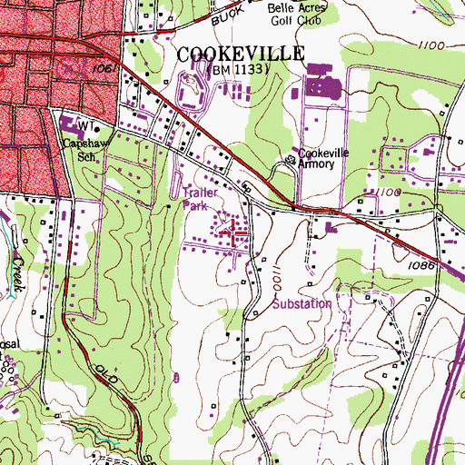Topographic Map of Pleasant View, TN