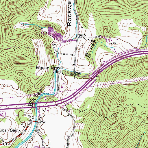 Topographic Map of Poplar Grove, TN