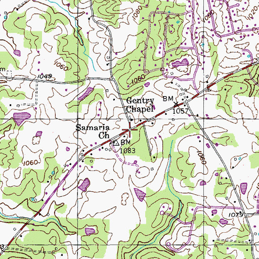 Topographic Map of Samaria, TN