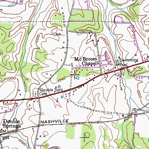 Topographic Map of Snow Mayberry Subdivision, TN