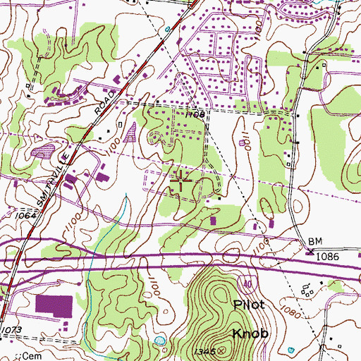 Topographic Map of Tanglewood, TN