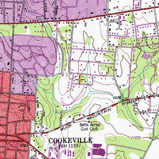 Topographic Map of Terry Subdivision, TN